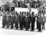 Senior US military officers saluting as Forrest Sherman