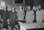 Neville Chamberlain, Édouard Daladier, Adolf Hitler, Benito Mussolini, and Galeazzo Ciano at the Munich Conference, Germany, 29 Sep 1938