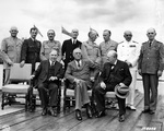 Mackenzie King, Franklin Roosevelt, Winston Churchill, and Allied military leaders, Quebec, Canada, 18 Aug 1943