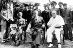 Chiang Kaishek, Franklin Roosevelt, and Winston Churchill at the Cairo Conference, Egypt, Nov 1943, photo 2 of 3