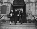 US President-elect Dwight Eisenhower and his wife Mamie Eisenhower leaving a church just prior to the inauguration ceremony, Washington DC, United States, 20 Jan 1953