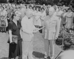 US President Harry Truman decorating General Dwight Eisenhower with the Distinguished Service Medal, Washington DC, United States, 18 Jun 1945, photo 2 of 6