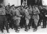 President of the Reichstag Göring, Minister Goebbels, Gauleiter of Saxony Mutschmann, and Ley at Luitpold Hall, Nürnberg, Germany, 1936