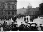 August von Mackensen, Adolf Hitler, Werner von Blomberg, Hermann Göring, Werner von Fritsch, and Erich Raeder at a memorial ceremony, Berlin, Germany, 8 Mar 1936