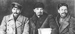 Joseph Stalin, Vladmir Lenin, and Mikhail Kalinin at the 8th Congress of the Russian Communist Party, Moscow, Russia, 18-23 Mar 1919