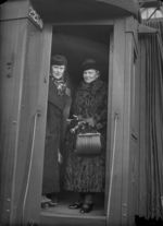 Fanni Luukkonen aboard a train at Helsinki rail station, Finland, 27 Oct 1938