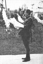 General Iwane Matsui speaking at a memorial for fallen Japanese soldiers at Minggugong Airfield, Nanjing, China, 18 Dec 1937