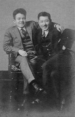 Commander Chuichi Nagumo, in civilian clothes, with his middle school friend Ichiro Saeki while visiting Seattle, Washington, United States, 1925