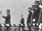 Yoshinori Shirakawa, Kichisaburo Nomura, and others at Hongkou Park (now Lu Xun Park) moments before a bomb was detonated, Shanghai, China, 29 Apr 1932