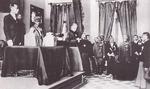 Inauguration ceremony of Puyi as the Chief Executive of the puppet state of Manchukuo, Xinjing (Changchun), China, 9 Mar 1932