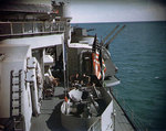 US President Franklin Roosevelt and King Farouk of Egypt aboard USS Quincy in the Great Bitter Lake, Egypt, 13 Feb 1945