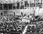 US President Franklin Roosevelt delivering his annual State of the Union speech to the US Congress, 6 Jan 1941