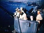 Raymond Spruance, Chester Nimitz, and Holland Smith at Pearl Harbor, US Territory of Hawaii, Oct 1943