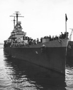 USS Cleveland inside USS ABSD-1 at Aessi Island near Espiritu Santo, New Hebrides, 12 Jan 1944