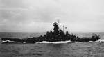 USS Alabama en route to Gilbert islands, 12 Nov 1943; note USS Indiana in distance and another ship in background; photo taken from USS Monterey