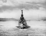 Stern view of USS Becuna departing Mare Island Naval Shipyard, California, United States, 25 Aug 1947