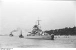 A tugboat guiding Bismarck at Brunsbüttel, Schleswig-Holstein, Germany, 15 Sep 1940, photo 1 of 7