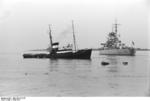 A tugboat guiding Bismarck at Brunsbüttel, Schleswig-Holstein, Germany, 15 Sep 1940, photo 7 of 7