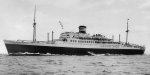 Luxury liner Nitta Maru, off Nagasaki, Japan, Mar 1940; she was converted to escort carrier Chuyo during the war