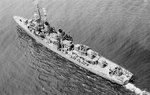 Aerial photo of Cotten underway off New York City, 14 Aug 1943