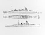 US Navy recognition drawings of Japanese cruisers Furutaka, Kako, Kinugasa, and Aoba, circa 1930s