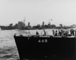 Hatsuzakura and USS Nicholas off Tokyo Bay, 27 Aug 1945 prior to transfer of Japanese translators and harbor pilots to Nicholas. Photo taken from USS O