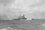 Japanese battlecruiser Hiei during a fleet exercise south of Oshima Island, south of Tokyo Bay, Japan, 24 Oct 1927