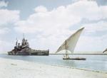 HMS Howe transiting the Suez Canal, Egypt, 14 Jul 1944, photo 2 of 2