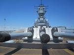 Superstructure and forward turrets of museum ship Iowa, 2012