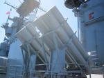 Harpoon launchers aboard museum ship Iowa, 2012