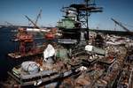 USS Iowa undergoing modernization at Pascagoula, Mississippi, United States, 23 Sep 1983