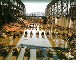 Koryu submarines in a partially flooded drydock at Kure Naval Arsenal, Japan, Feb 1946