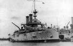 USS Mississippi (foreground) and USS Idaho (background) fitting out at William Cramp and Sons, Philadelphia, Pennsylvania, United States, 1907-1908