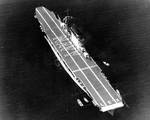 Lexington off Long Beach, California, 17 Sep 1936, with crewmembers spelling out 