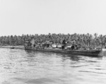 Wrecked Nagatsuki on the beach at Kolombangara, Solomon Islands, 8 May 1944; she was beached on 5 Jul 1943 during the Battle of Kula Gulf; photographed from cruiser USS Montpelier