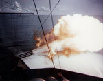 New Mexico firing her after 14in guns at Guam, Mariana Islands, circa 14-20 Jul 1944