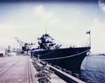 USS West Virginia (foreground) and USS North Carolina (background) at Pearl Harbor Navy Yard, US Territory of Hawaii, 30 Apr 1943