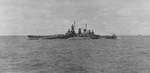 USS North Carolina in Ms32/18d early pattern camouflage in the Marshall Islands, 25 Jan 1944; photo taken from USS Intrepid; note Fletcher-class destroyer in distance