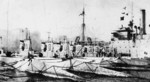 US submarines R-1, R-2, R-4, R-5, R-6, R-10, R-9, R-8, and R-7 at the 79th Street Boat Basin at New York, New York, United States, 1920