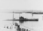 USS S-46 departing Guantanamo, Cuba for Mare Island Navy Yard, California, United States, Apr 1927; note USS S-44 in foreground and USS Moody in background