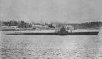 USS Scorpion in the Piscataqua River shortly after commissioning, near Portsmouth Naval Shipyard, New Hampshire, United States, 1 Oct 1942