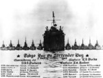 Submarine tender Proteus with submarines of US Navy Submarine Squadron 20, Tokyo Bay, Japan, 2 Sep 1945