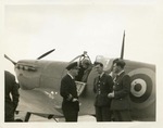 RAF Sergeant-Pilot Smith after returning to USS Wasp upon accidentally losing his drop tank on launch, 9 May 1942; photo 2 side 1