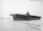 USS Wasp (Essex-class) underway from the Puget Sound Navy Yard, Bremerton, Washington, United States for tests following repairs, 2 Jun 1945. Note new Measure 21 paint scheme, all over sea blue. Photo 2 of 4