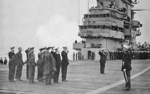 Chiang Kaishek aboard USS Wasp, off Taiwan, 10 Jan 1954