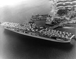 Yorktown (Yorktown-class) at Naval Air Station, San Diego, California, United States, Jun 1940; note presence of TBD-1, BT-1, SBC-3, F3F-2, F3F-3, SB2U, JRF, J2F and JRS-1 aircraft models. Photo 1 of 2.