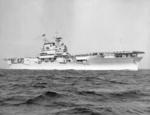 Carrier Yorktown underway prior to her commissioning, 21 Jul 1937