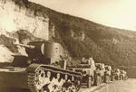 Soviet T-26 tank leading a column of BA-10 armored cars into Romania, circa late Jun 1940