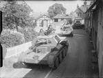 Cruiser Mk IV tanks of British 3rd Royal Tank Regiment in a village in East Anglia, England, United Kingdom, 3 Sep 1940