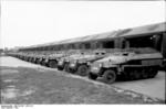 Newly-built SdKfz. 250 and SdKfz. 251 halftrack vehicles, near Berlin, Germany, 1942, photo 1 of 4